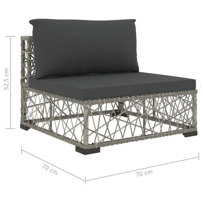 5-tlg. Garten-Lounge-Set mit Auflagen Poly Rattan Grau - Pazzar.ch