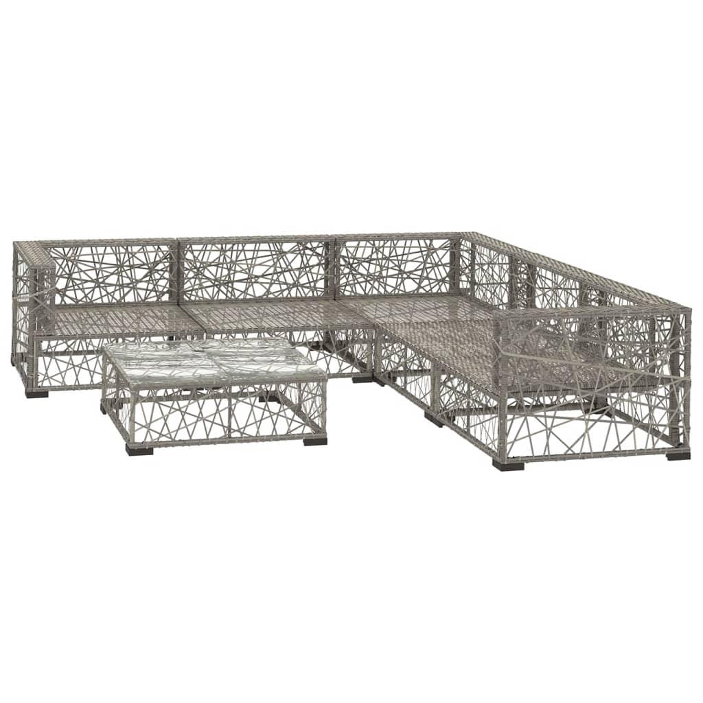 6-tlg. Garten-Lounge-Set mit Auflagen Poly Rattan Grau - Pazzar.ch