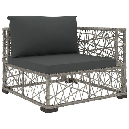 6-tlg. Garten-Lounge-Set mit Auflagen Poly Rattan Grau - Pazzar.ch