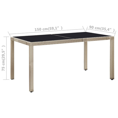 7-tlg. Garten-Essgruppe mit Auflagen Poly Rattan Beige - Pazzar.ch