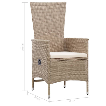 9-tlg. Garten-Essgruppe mit Auflagen Poly Rattan Beige - Pazzar.ch