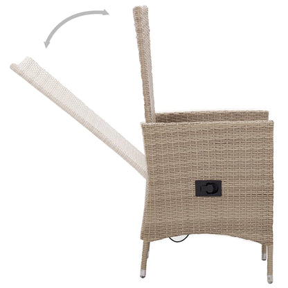 9-tlg. Garten-Essgruppe mit Auflagen Poly Rattan Beige - Pazzar.ch