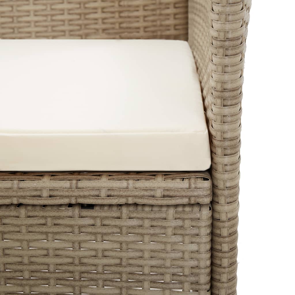9-tlg. Garten-Essgruppe mit Auflagen Poly Rattan Beige - Pazzar.ch