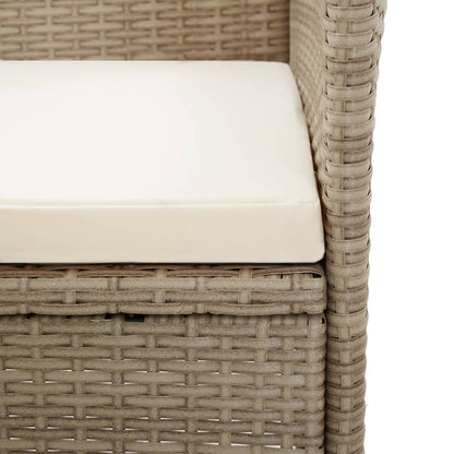 9-tlg. Garten-Essgruppe mit Auflagen Poly Rattan Beige - Pazzar.ch