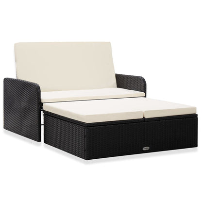 2-tlg. Garten-Lounge-Set mit Auflagen Poly Rattan Schwarz - Pazzar.ch