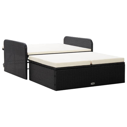 2-tlg. Garten-Lounge-Set mit Auflagen Poly Rattan Schwarz - Pazzar.ch