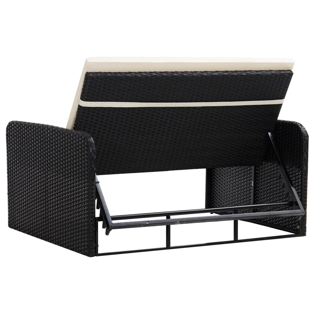 2-tlg. Garten-Lounge-Set mit Auflagen Poly Rattan Schwarz - Pazzar.ch