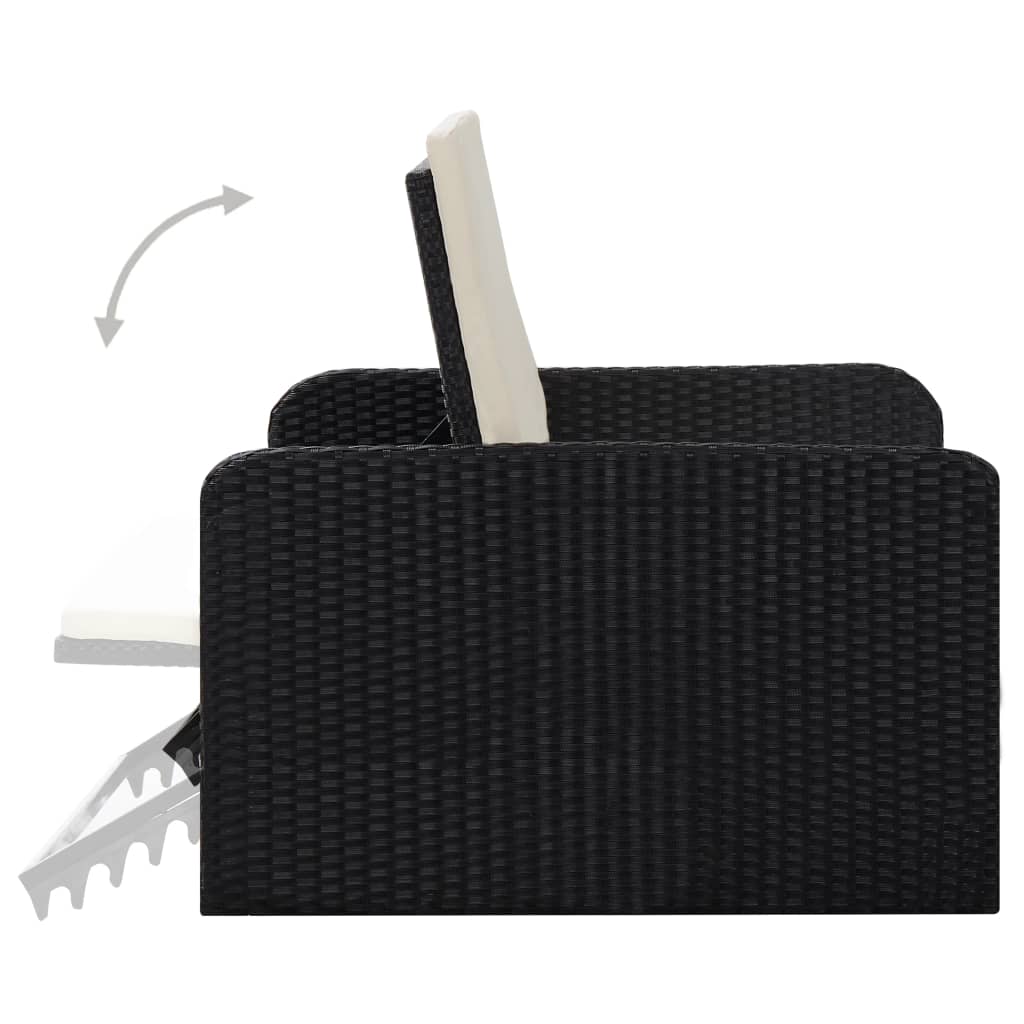 2-tlg. Garten-Lounge-Set mit Auflagen Poly Rattan Schwarz - Pazzar.ch