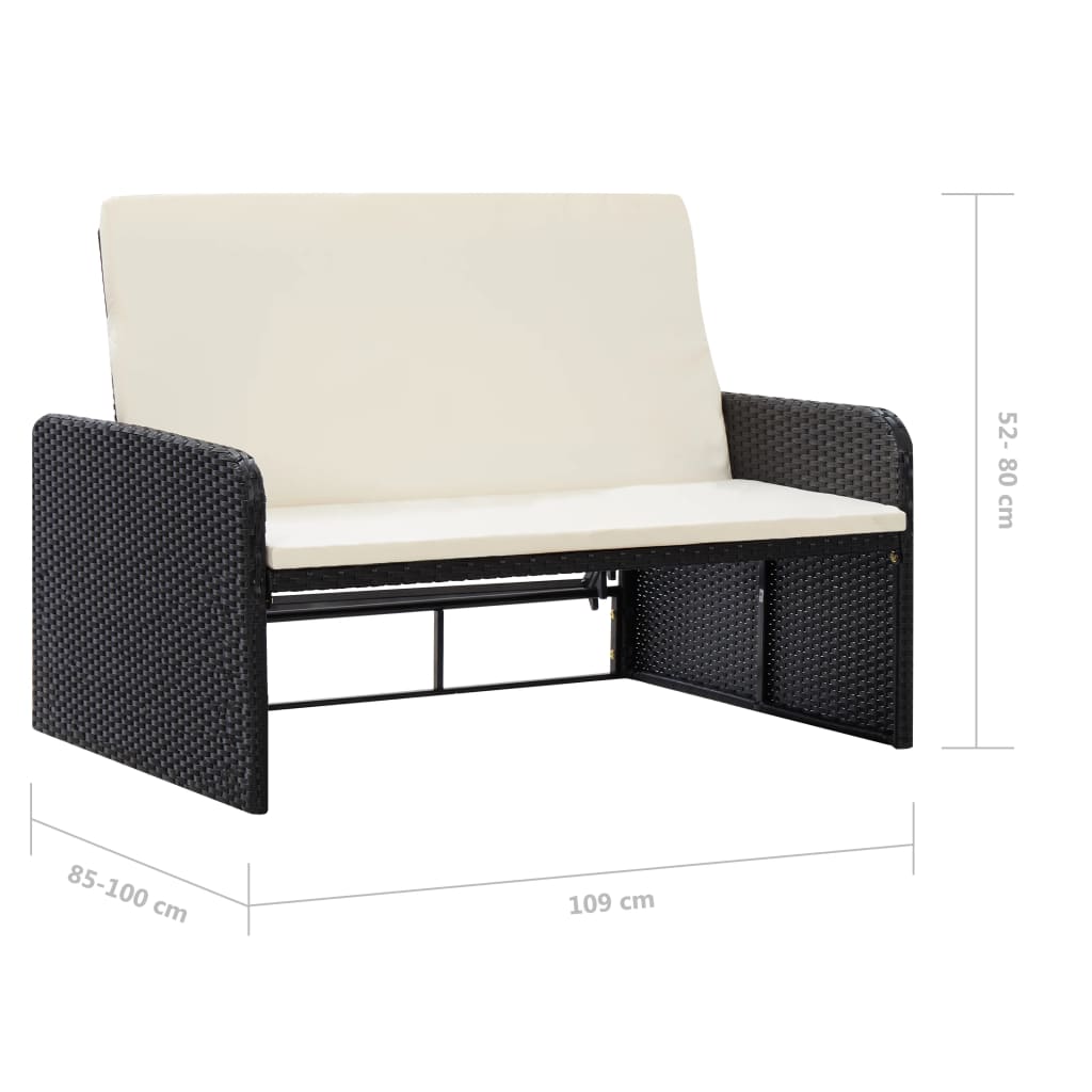 2-tlg. Garten-Lounge-Set mit Auflagen Poly Rattan Schwarz - Pazzar.ch