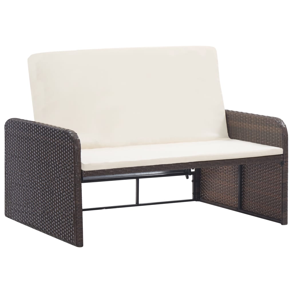 2-tlg. Garten-Lounge-Set mit Auflagen Poly Rattan Braun - Pazzar.ch