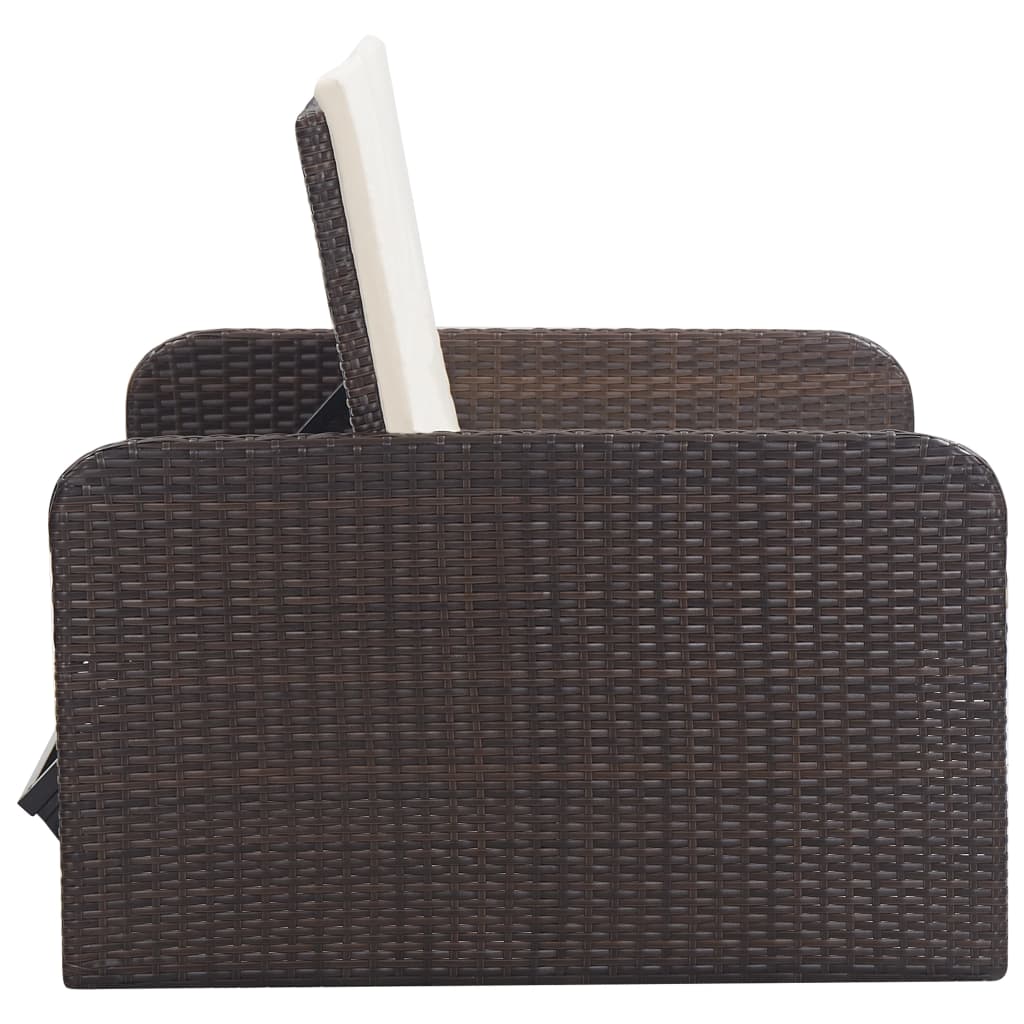 2-tlg. Garten-Lounge-Set mit Auflagen Poly Rattan Braun - Pazzar.ch