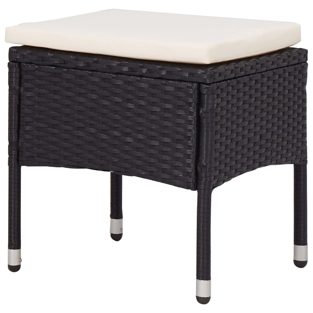 5-tlg. Garten-Essgruppe Schwarz Poly Rattan Akazie Massivholz - Pazzar.ch