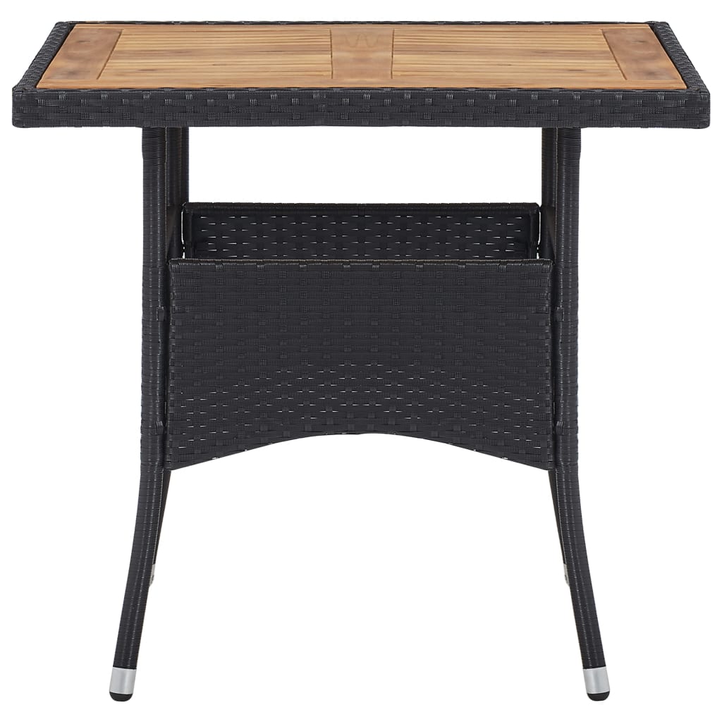 5-tlg. Garten-Essgruppe Schwarz Poly Rattan Akazie Massivholz - Pazzar.ch
