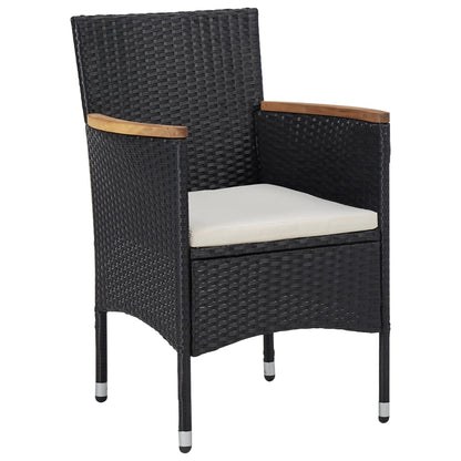5-tlg. Garten-Essgruppe Schwarz Poly Rattan Akazie Massivholz - Pazzar.ch