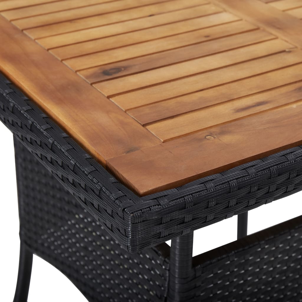 5-tlg. Garten-Essgruppe Schwarz Poly Rattan Akazie Massivholz - Pazzar.ch