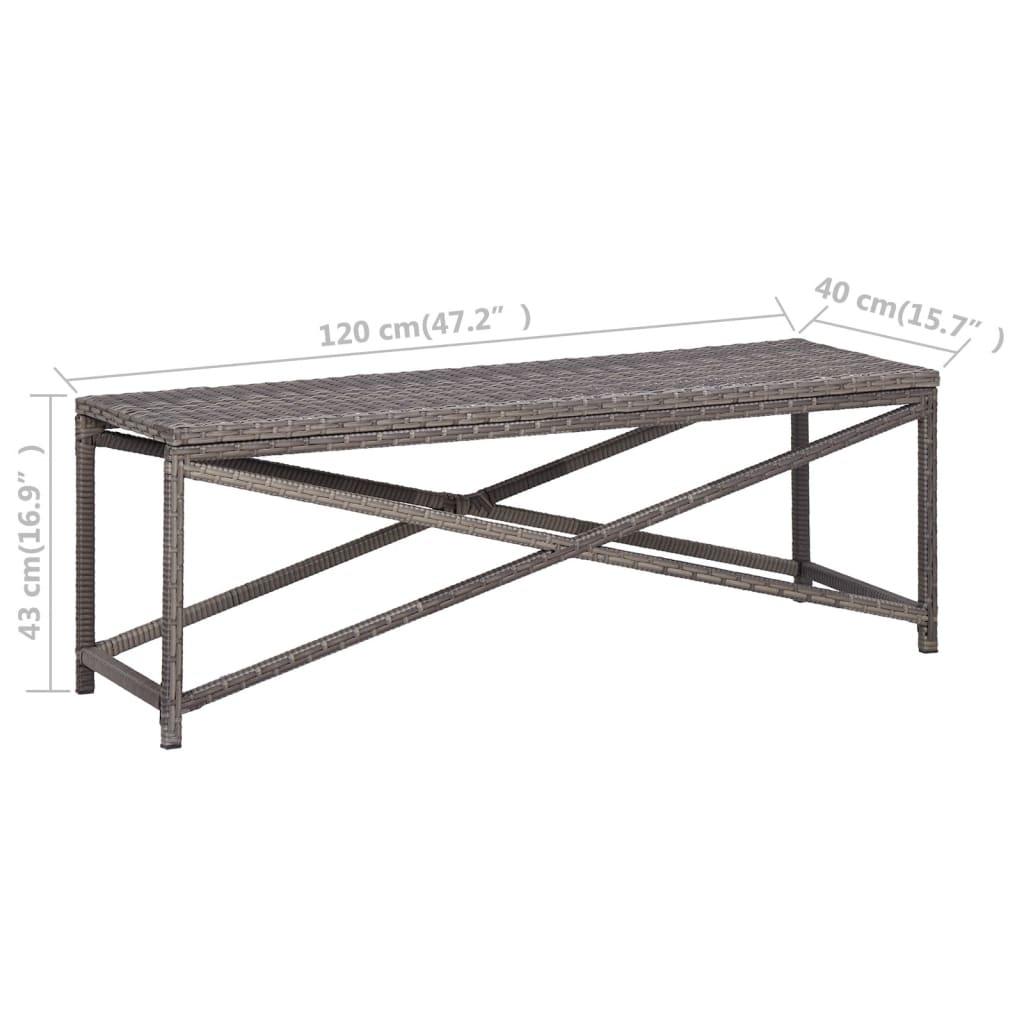 Gartenbank 120 cm Poly Rattan Grau - Pazzar.ch