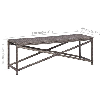 Gartenbank 120 cm Poly Rattan Grau - Pazzar.ch