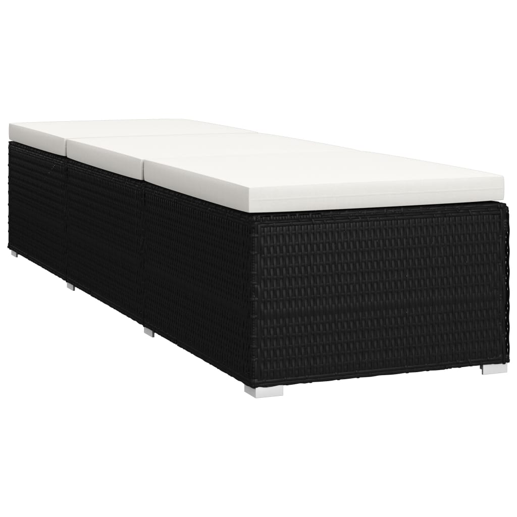 Sonnenliege mit Auflage und Teetisch Poly Rattan Cremeweiß - Pazzar.ch