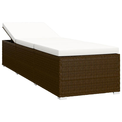 Sonnenliege mit Auflage und Teetisch Poly Rattan Braun - Pazzar.ch