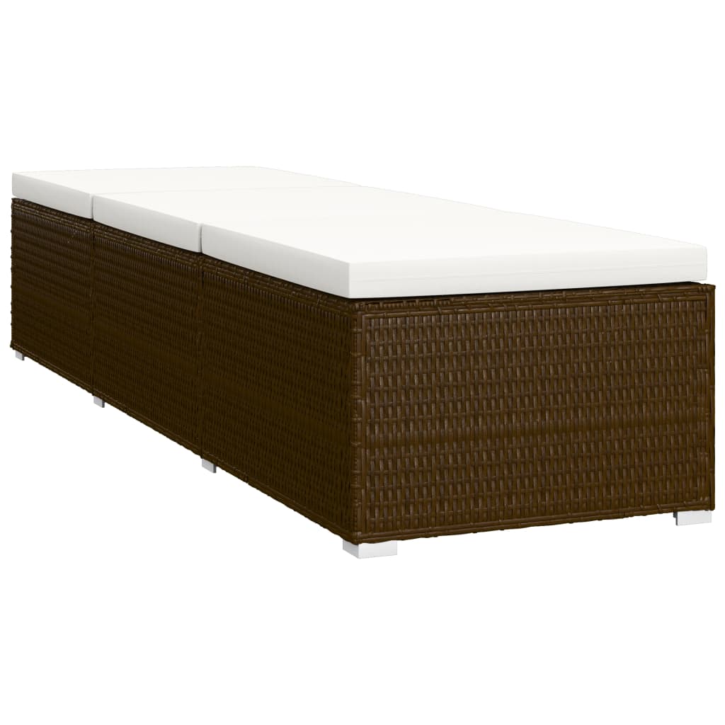 Sonnenliege mit Auflage und Teetisch Poly Rattan Braun - Pazzar.ch