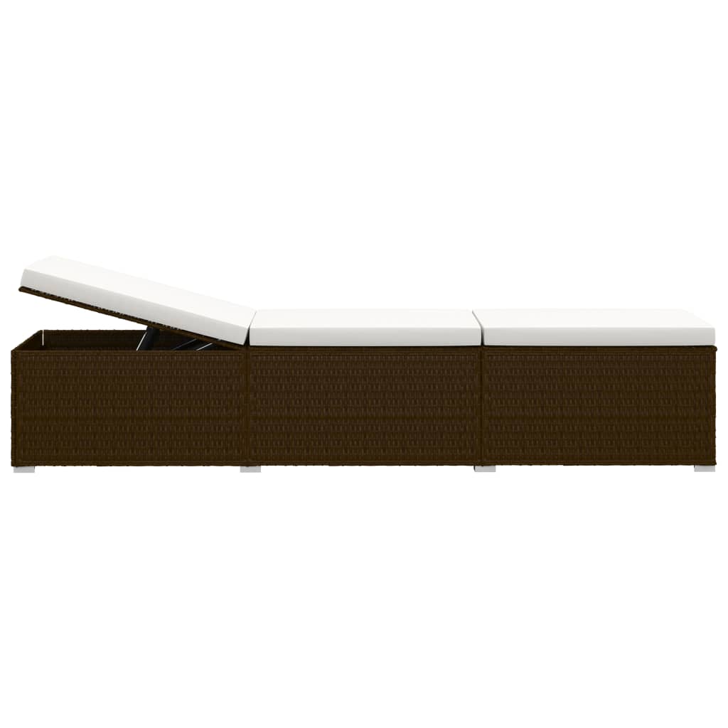 Sonnenliege mit Auflage und Teetisch Poly Rattan Braun - Pazzar.ch