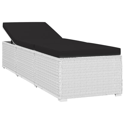 Sonnenliege mit Auflage und Teetisch Poly Rattan Weiß - Pazzar.ch