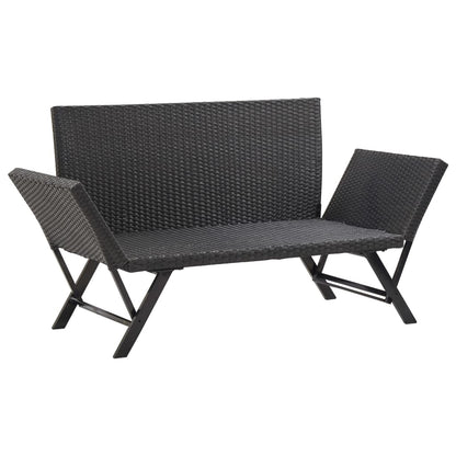 Gartenbank mit Auflagen 176 cm Schwarz Poly Rattan - Pazzar.ch