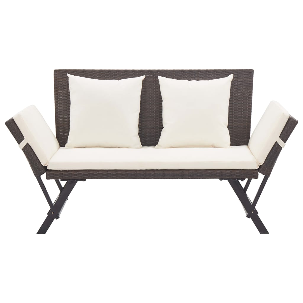 Gartenbank mit Auflagen 176 cm Braun Poly Rattan - Pazzar.ch