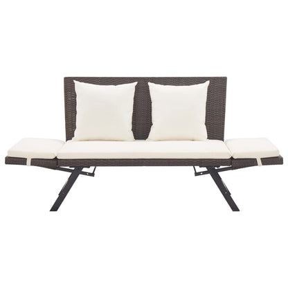 Gartenbank mit Auflagen 176 cm Braun Poly Rattan - Pazzar.ch