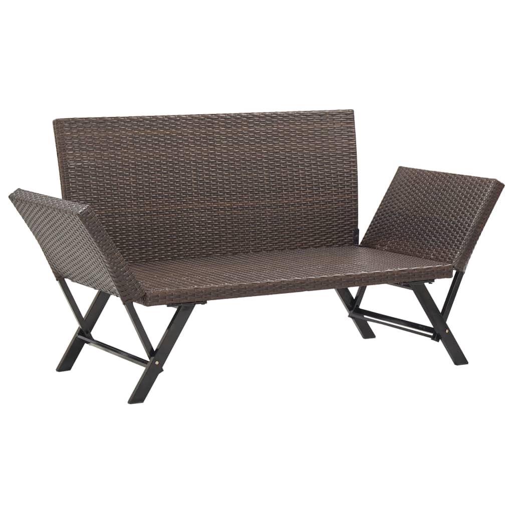 Gartenbank mit Auflagen 176 cm Braun Poly Rattan - Pazzar.ch