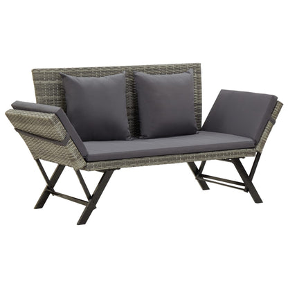 Gartenbank mit Auflagen 176 cm Grau Poly Rattan - Pazzar.ch
