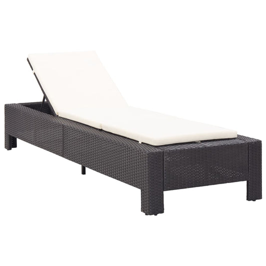 Sonnenliege mit Auflage Schwarz Poly Rattan - Pazzar.ch