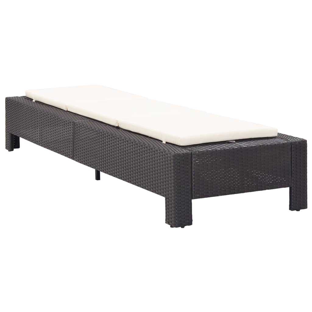 Sonnenliege mit Auflage Schwarz Poly Rattan - Pazzar.ch