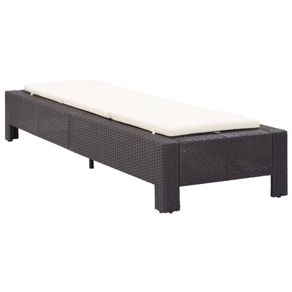 Sonnenliege mit Auflage Schwarz Poly Rattan - Pazzar.ch