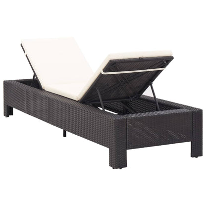 Sonnenliege mit Auflage Schwarz Poly Rattan - Pazzar.ch