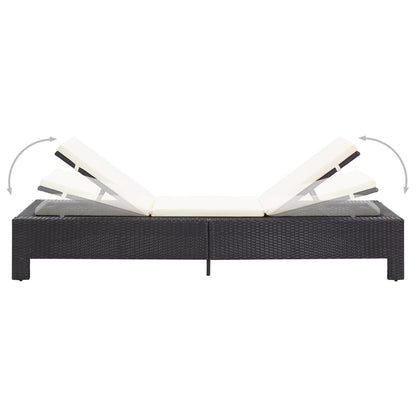 Sonnenliege mit Auflage Schwarz Poly Rattan - Pazzar.ch