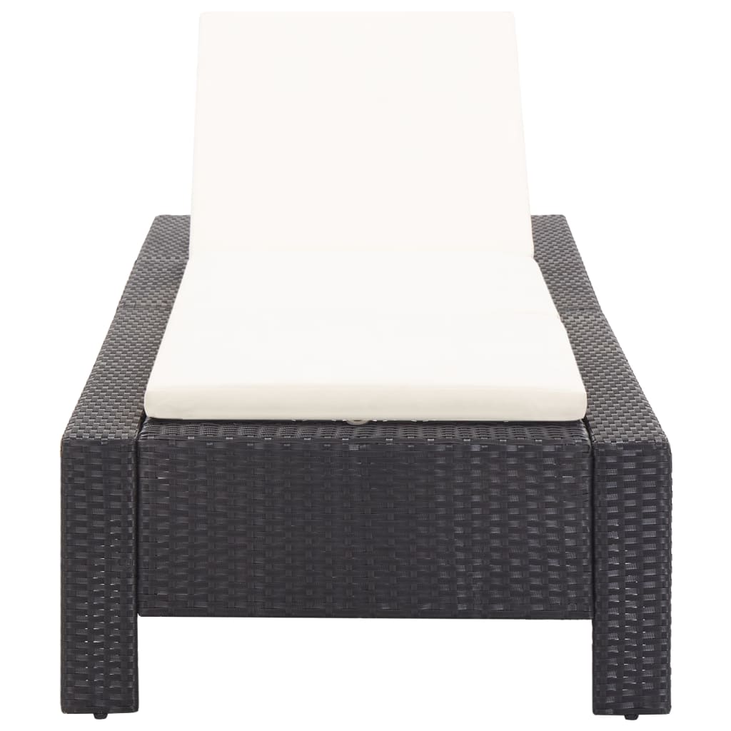 Sonnenliege mit Auflage Schwarz Poly Rattan - Pazzar.ch