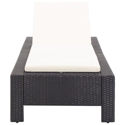 Sonnenliege mit Auflage Schwarz Poly Rattan - Pazzar.ch