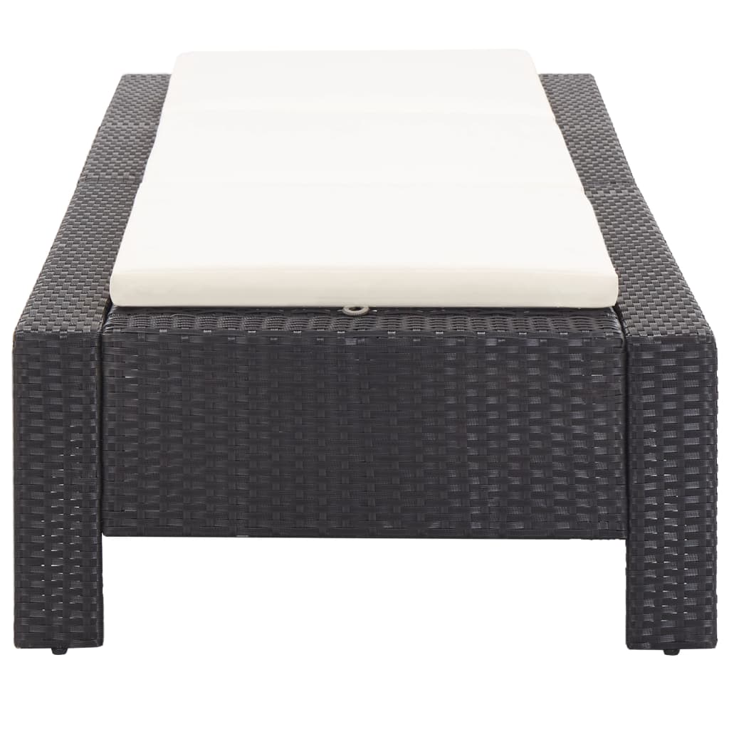 Sonnenliege mit Auflage Schwarz Poly Rattan - Pazzar.ch