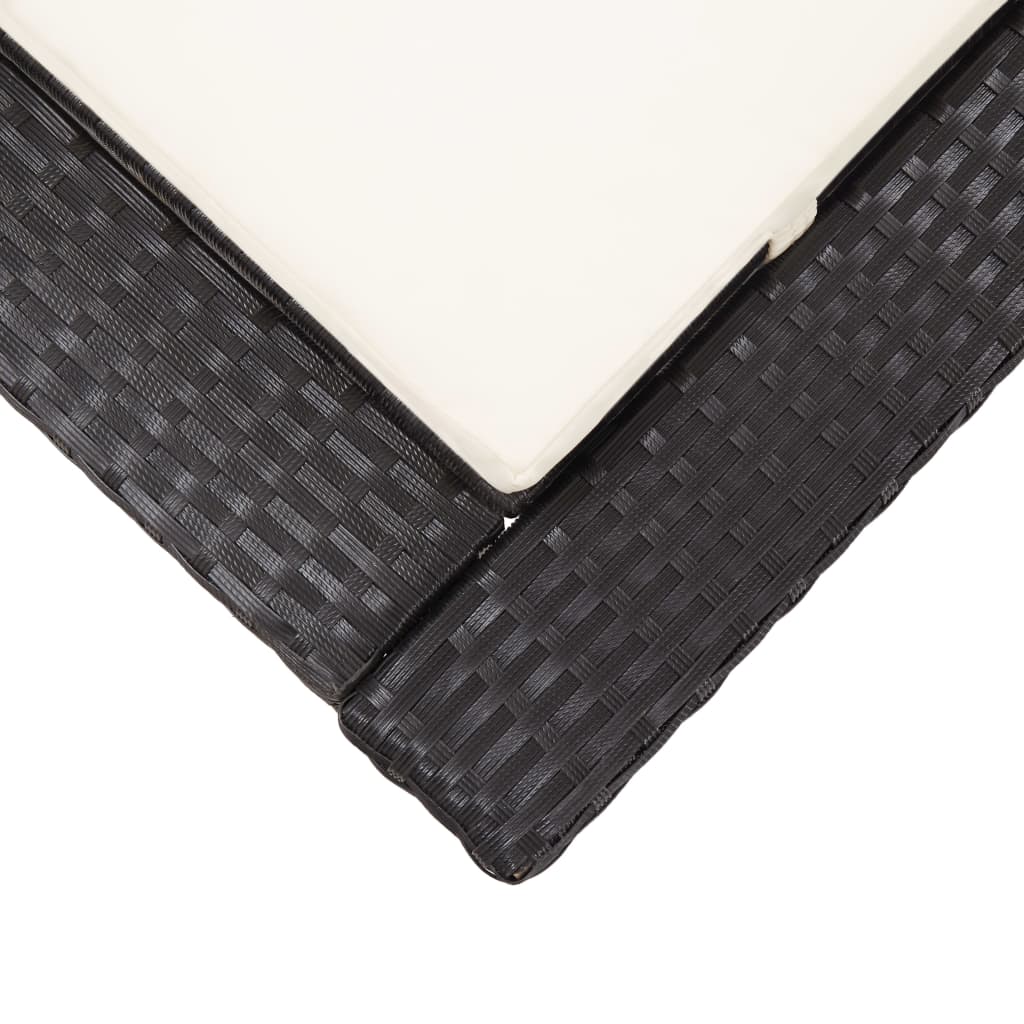 Sonnenliege mit Auflage Schwarz Poly Rattan - Pazzar.ch