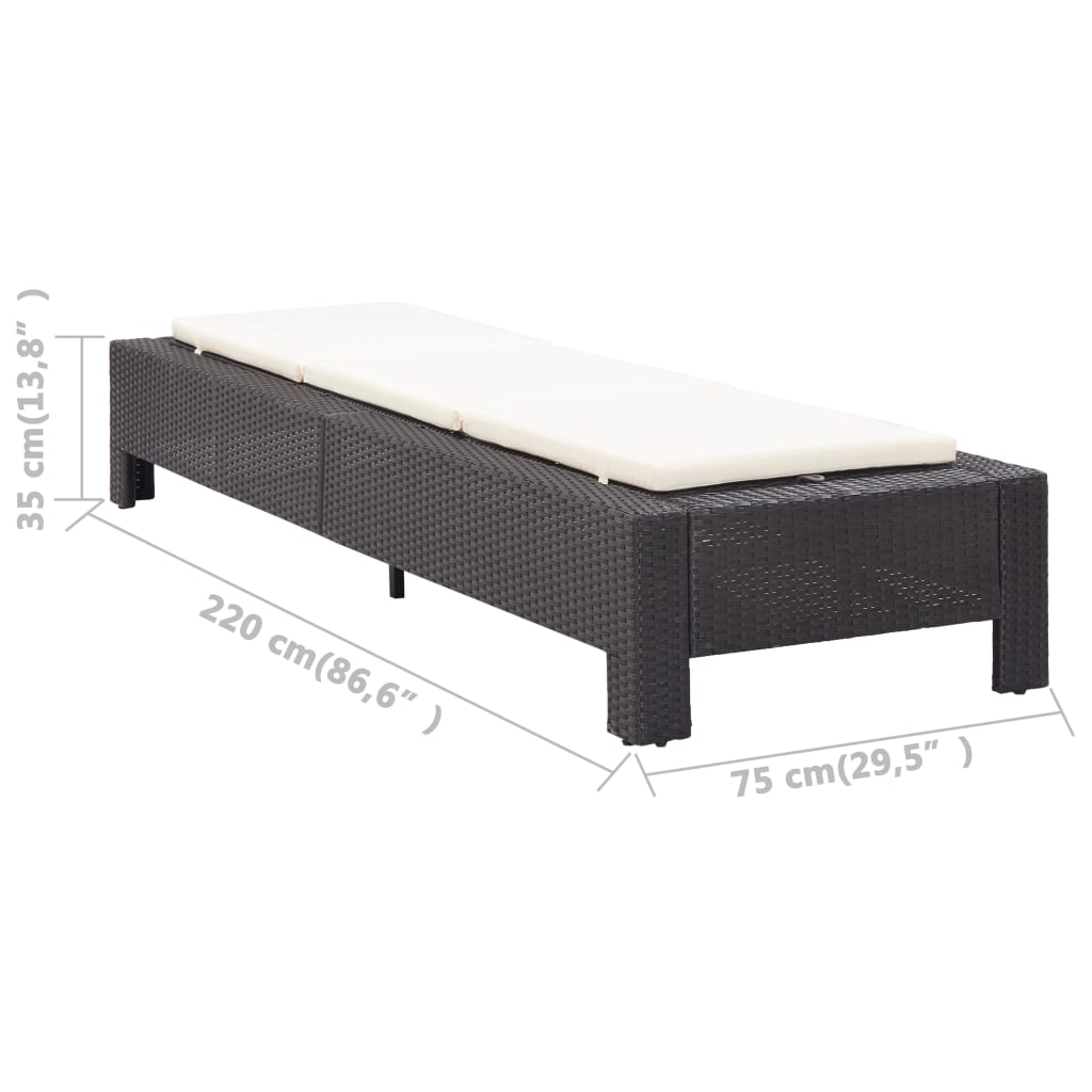 Sonnenliege mit Auflage Schwarz Poly Rattan - Pazzar.ch