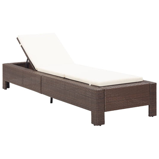 Sonnenliege mit Auflage Braun Poly Rattan - Pazzar.ch