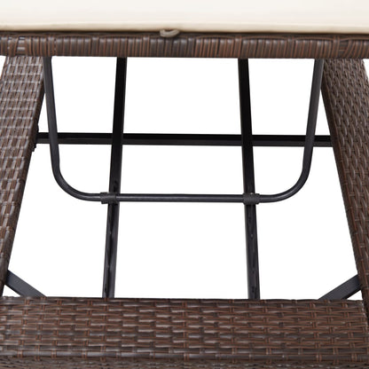 Sonnenliege mit Auflage Braun Poly Rattan - Pazzar.ch