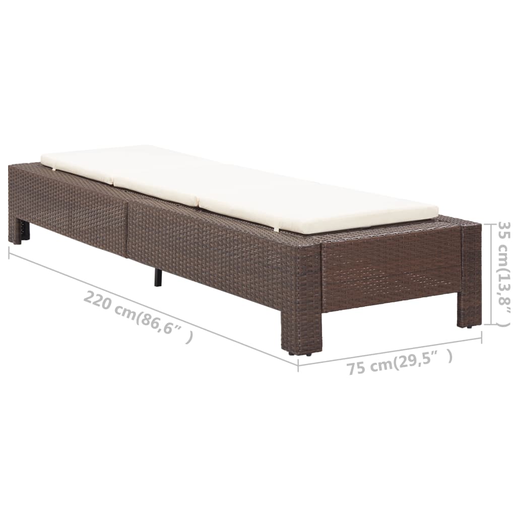 Sonnenliege mit Auflage Braun Poly Rattan - Pazzar.ch