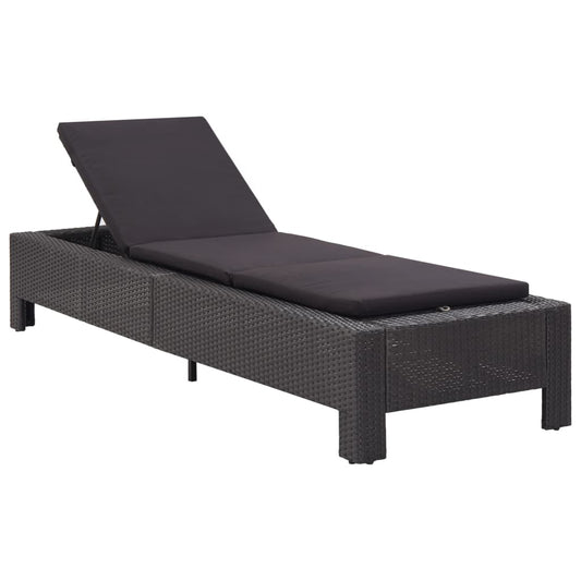 Sonnenliege mit Auflage Schwarz Poly Rattan - Pazzar.ch
