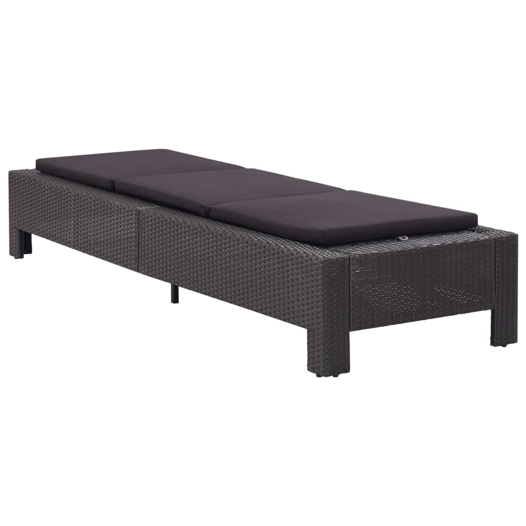 Sonnenliege mit Auflage Schwarz Poly Rattan - Pazzar.ch