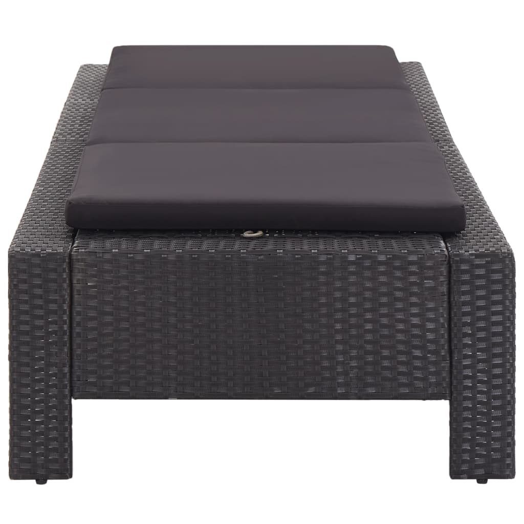 Sonnenliege mit Auflage Schwarz Poly Rattan - Pazzar.ch