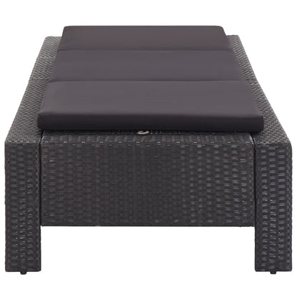 Sonnenliege mit Auflage Schwarz Poly Rattan - Pazzar.ch