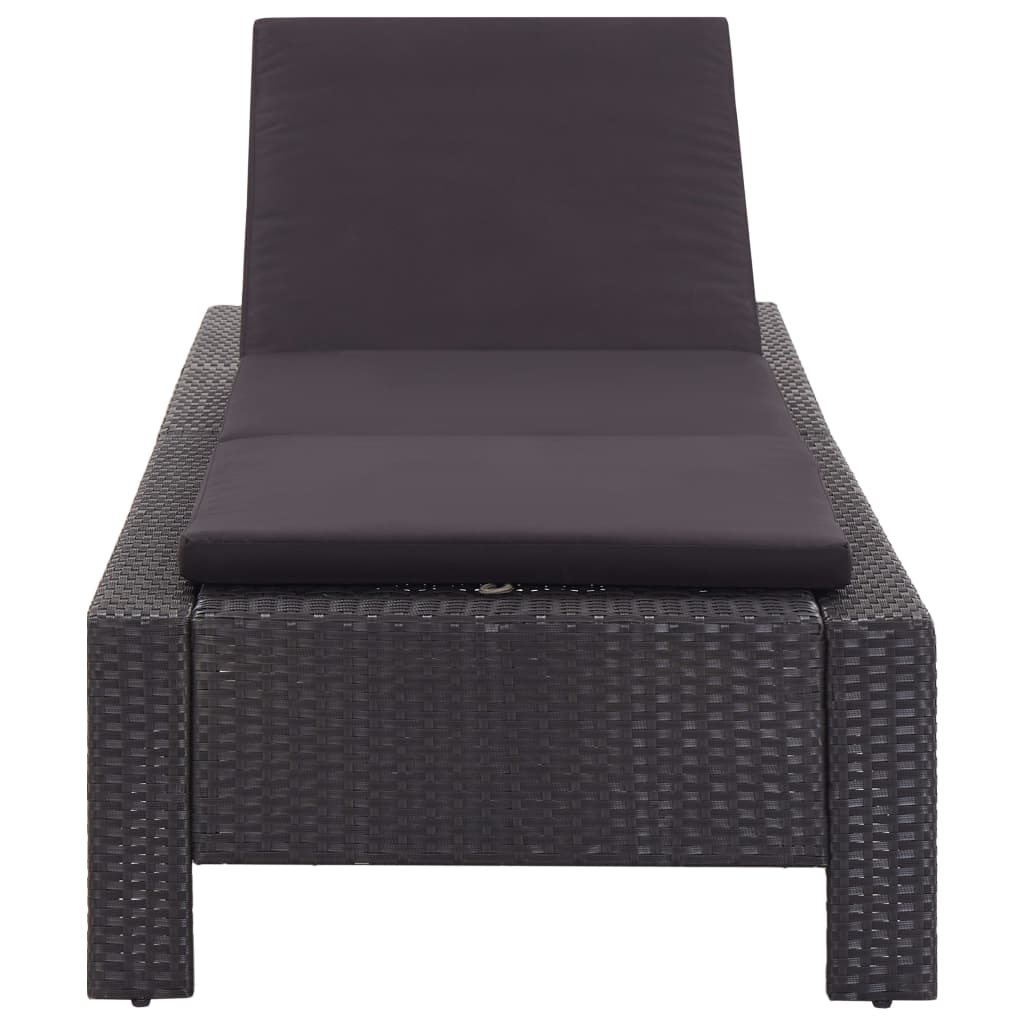 Sonnenliege mit Auflage Schwarz Poly Rattan - Pazzar.ch