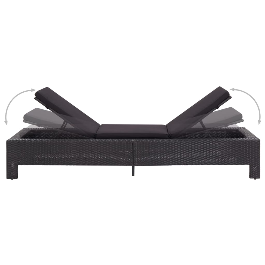 Sonnenliege mit Auflage Schwarz Poly Rattan - Pazzar.ch